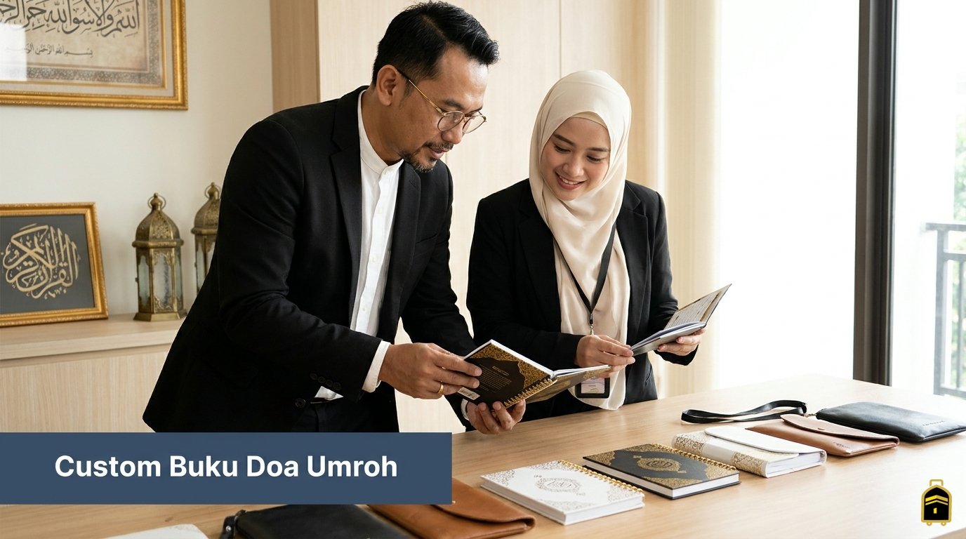 custom buku doa umroh cetak buku saku logo travel