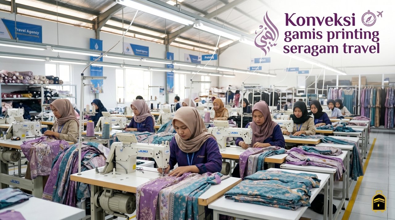 Konveksi gamis printing seragam travel