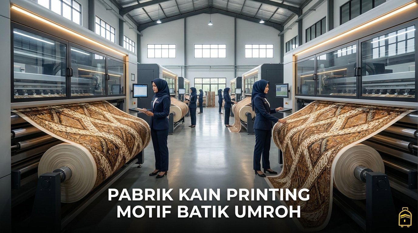 Pabrik kain printing motif batik umroh premium
