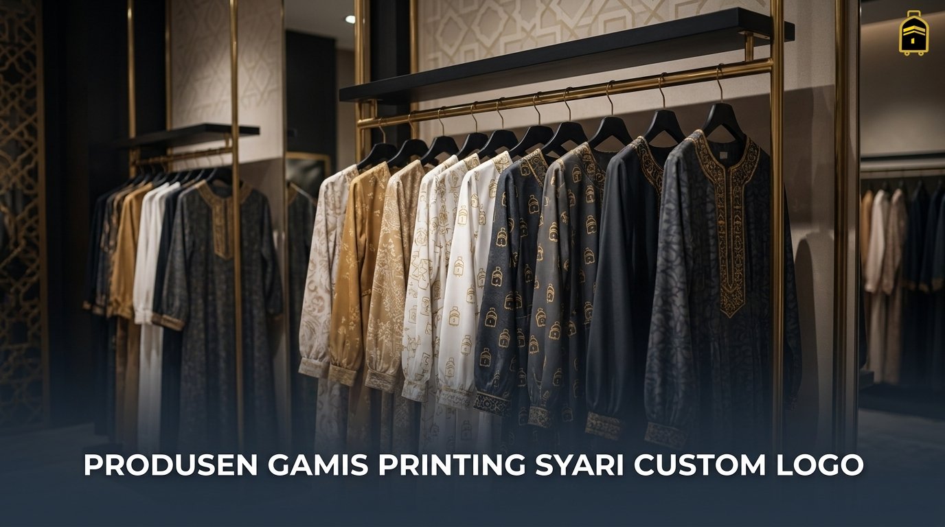 Produsen gamis printing syari custom logo