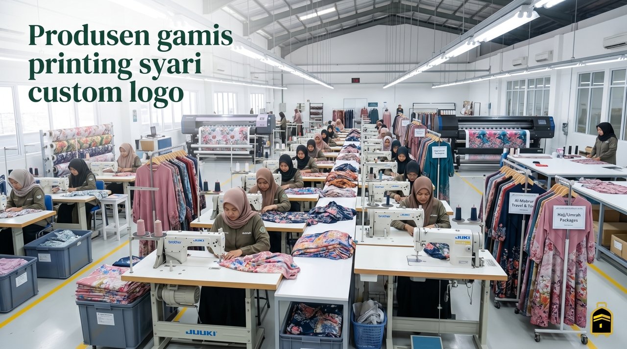 Produsen gamis printing syari custom logo