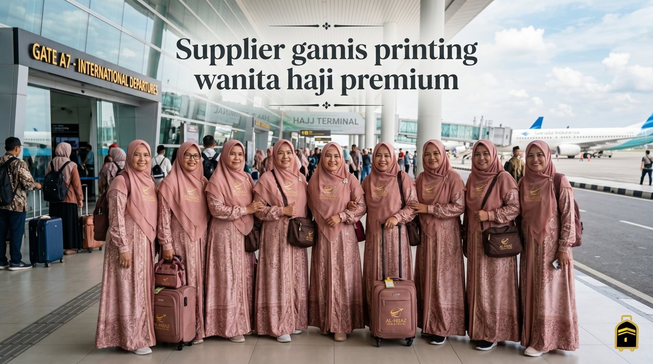 Supplier gamis printing wanita haji premium