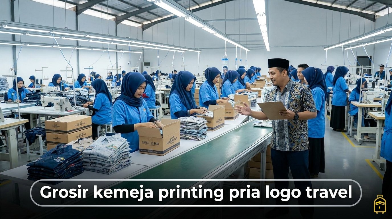 Grosir kemeja printing pria logo travel