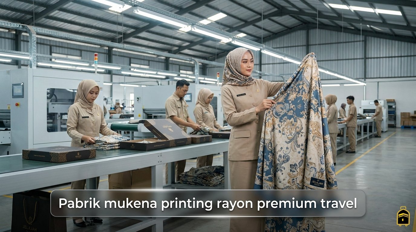 Pabrik mukena printing rayon premium travel